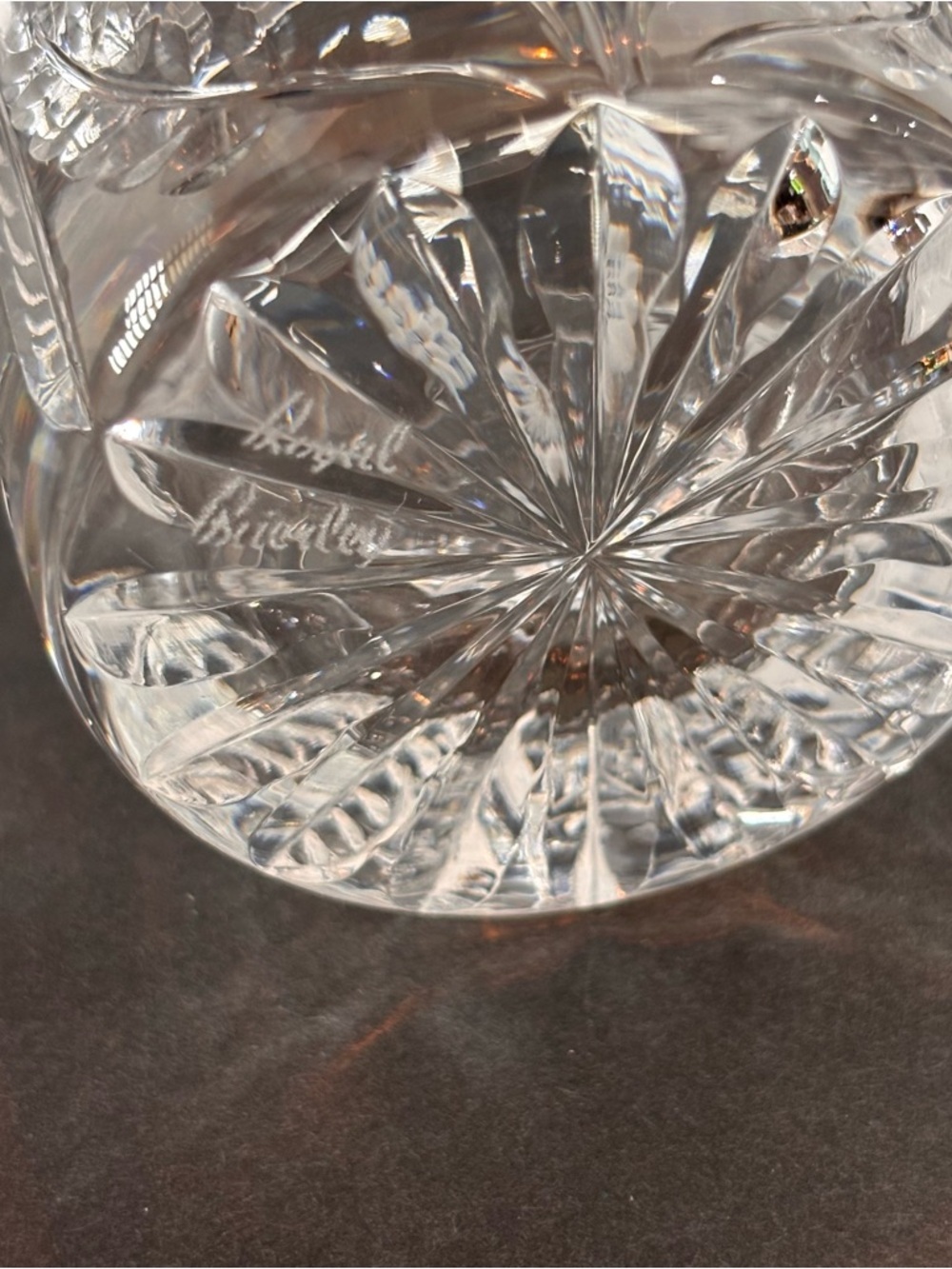 Pair Royal Brierley Etched Crystal Tumblers - Kensington Palace Flower Sunflower - Picture 7 of 10